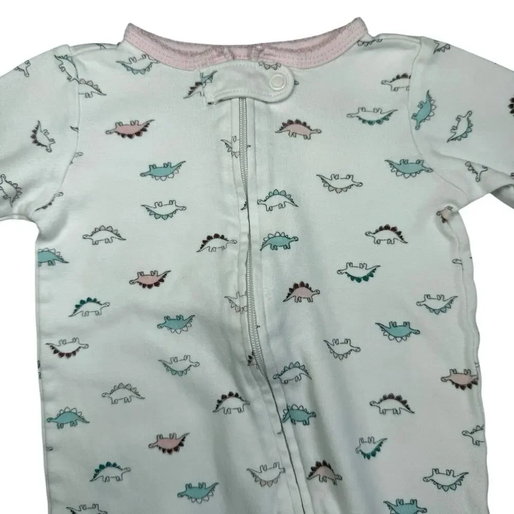 Carters Footie Sleeper Pajamas Baby Girl Dinosaur White 6 Months
